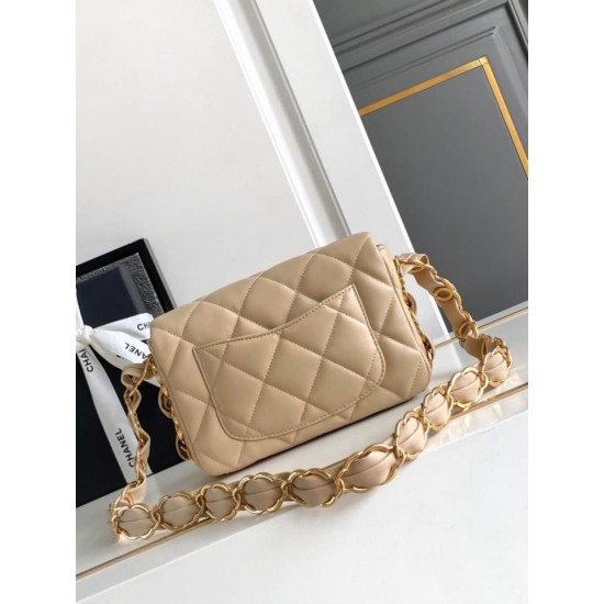 Replica perfetta Borsa con patta in pelle di agnello AS2409 Beige Imitazione Outlet Online