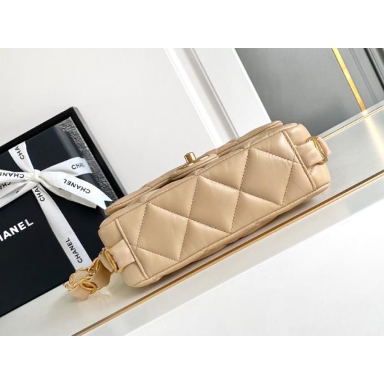 Replica perfetta Borsa con patta in pelle di agnello AS2409 Beige Imitazione Outlet Online