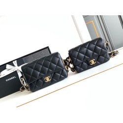 Miglior Falso Borsa con patta in pelle di agnello AS2409 Nera Economiche Premium