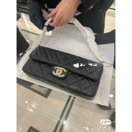 Migliore Repliche Borsa con patta in pelle di agnello nera AS3791 Economiche Outlet Online