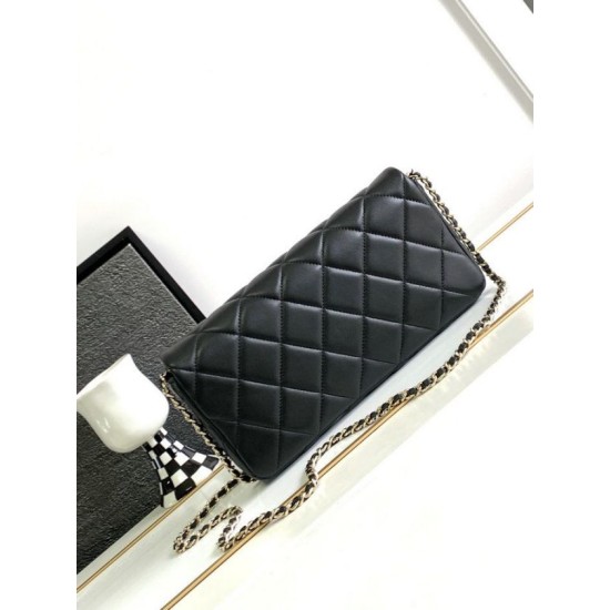 Migliore Repliche Borsa con patta in pelle di agnello nera AS3791 Economiche Outlet Online