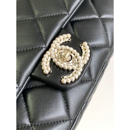 Migliore Repliche Borsa con patta in pelle di agnello nera AS3791 Economiche Outlet Online