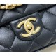 Miglior Falso Borsa a tracolla con patta in pelle di agnello nera AS3897 Economiche Premium
