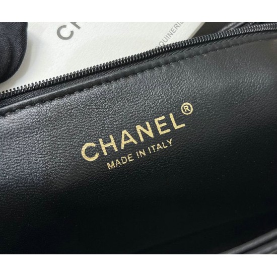 Miglior Falso Borsa a tracolla con patta in pelle di agnello nera AS3897 Economiche Premium