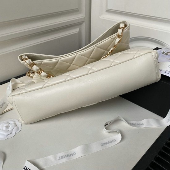 Miglior Falso Borsa Hobo in pelle di agnello Bianco AS4777 Economiche Premium