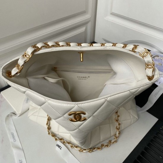 Miglior Falso Borsa Hobo in pelle di agnello Bianco AS4777 Economiche Premium