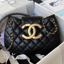 Replica perfetta Borsa a tracolla in pelle di agnello nera AS4610 Imitazione Outlet Online
