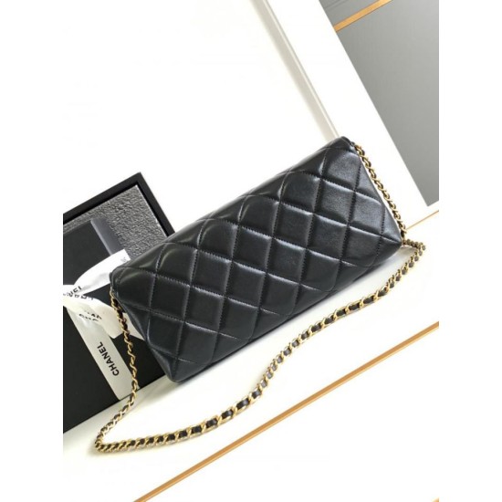 Migliore Repliche Borsa a tracolla in pelle di agnello AS2713 Nera Economiche Outlet Online
