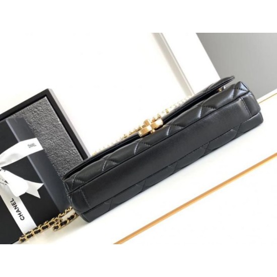 Migliore Repliche Borsa a tracolla in pelle di agnello AS2713 Nera Economiche Outlet Online