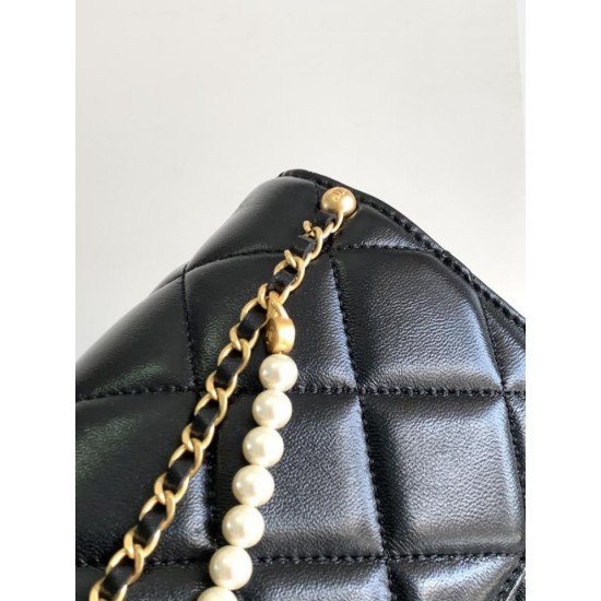 Migliore Repliche Borsa a tracolla in pelle di agnello AS2713 Nera Economiche Outlet Online