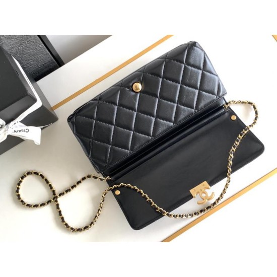 Migliore Repliche Borsa a tracolla in pelle di agnello AS2713 Nera Economiche Outlet Online