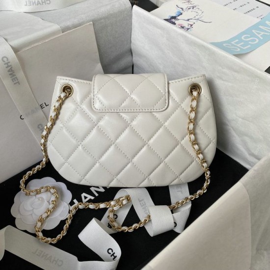 Replica perfetta Borsa a tracolla piccola in pelle di agnello bianca AS4609 Imitazione Outlet Online