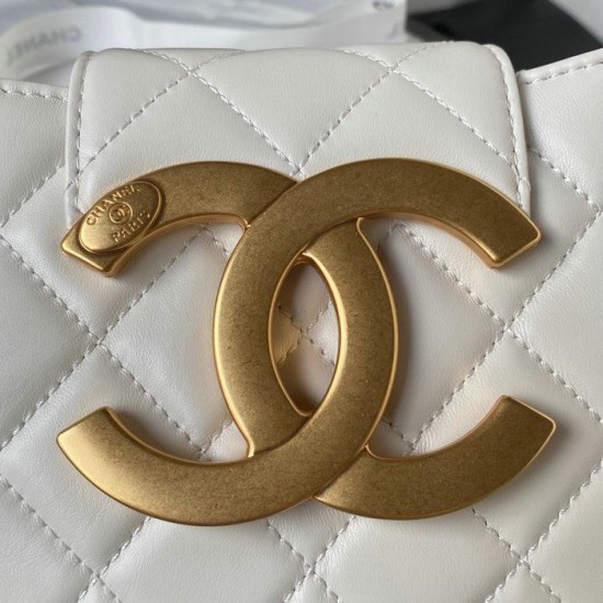 Replica perfetta Borsa a tracolla piccola in pelle di agnello bianca AS4609 Imitazione Outlet Online