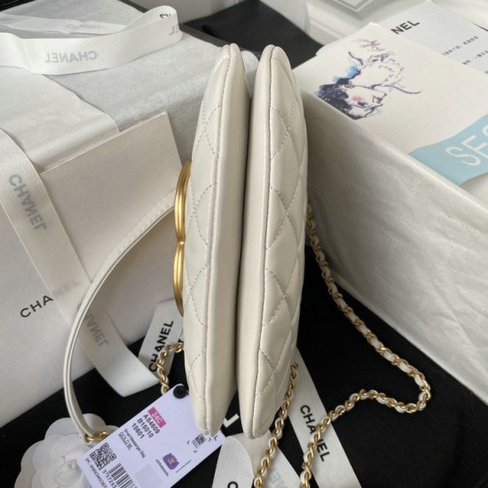 Replica perfetta Borsa a tracolla piccola in pelle di agnello bianca AS4609 Imitazione Outlet Online