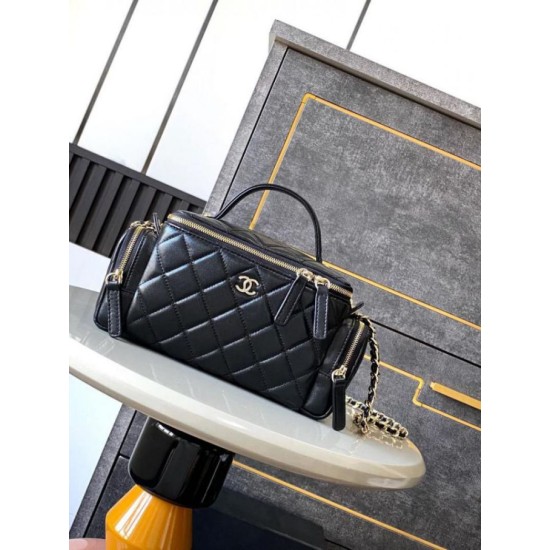 Migliore Repliche Beauty Case in pelle di agnello AS5222 Nero Economiche Outlet Online