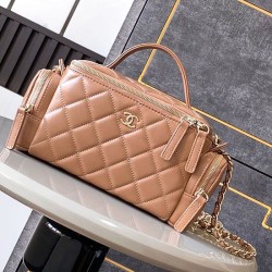 Miglior Falso Beauty Case in pelle di agnello AS5222 Cammello Economiche Premium