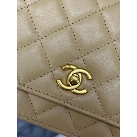 Miglior Falso Portafoglio con catena WOC in pelle di agnello AP1450 Beige Economiche Premium