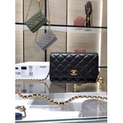 Perfette Qualità Repliche Portafoglio con catena WOC in pelle di agnello AP1450 Nero Imitazione