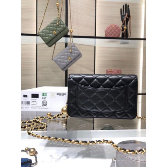 Perfette Qualità Repliche Portafoglio con catena WOC in pelle di agnello AP1450 Nero Imitazione