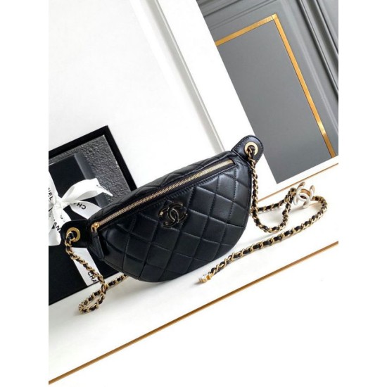 Replica perfetta Marsupio in pelle di agnello nero AS4113 Imitazione Outlet Online