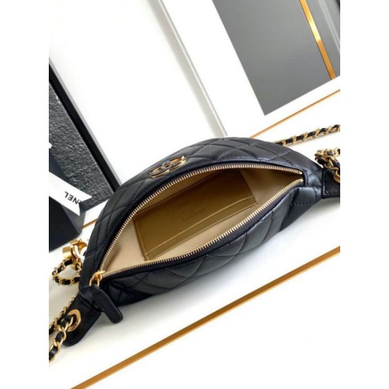 Replica perfetta Marsupio in pelle di agnello nero AS4113 Imitazione Outlet Online
