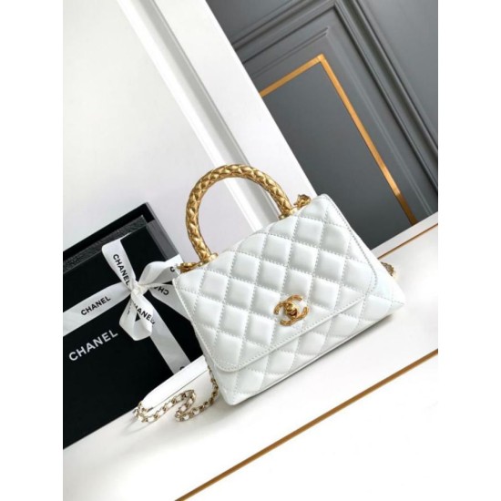 Migliore Repliche Borsa Mini Coco con manico AS2215 Bianca Economiche Outlet Online