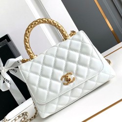 Migliore Repliche Borsa Mini Coco con manico AS2215 Bianca Economiche Outlet Online