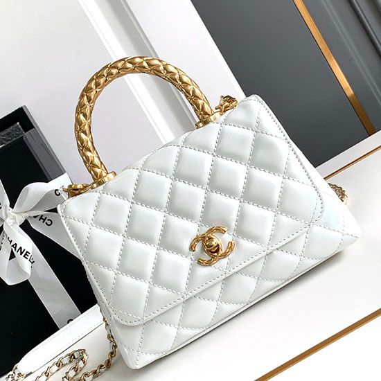 Migliore Repliche Borsa Mini Coco con manico AS2215 Bianca Economiche Outlet Online