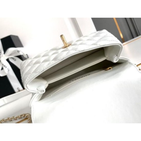 Migliore Repliche Borsa Mini Coco con manico AS2215 Bianca Economiche Outlet Online