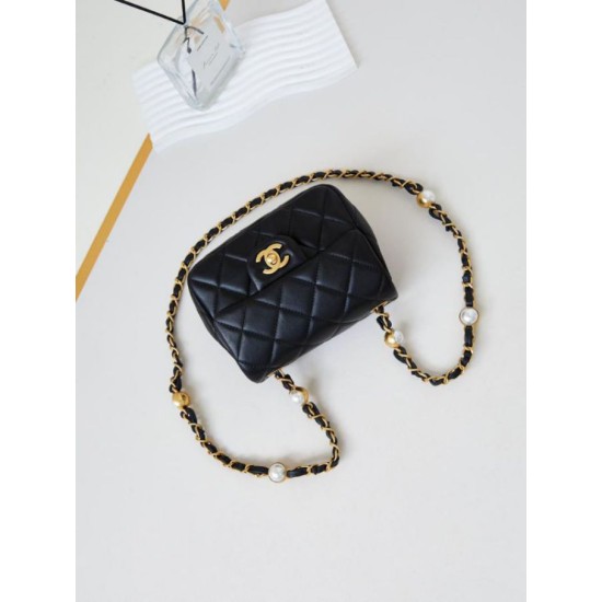 Replica perfetta Borsa Mini Flap AS4946 nera Imitazione Outlet Online