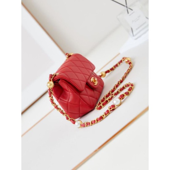 Migliore Repliche Borsa Mini Flap AS4946 rossa Economiche Outlet Online