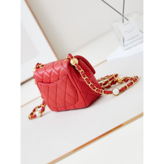 Migliore Repliche Borsa Mini Flap AS4946 rossa Economiche Outlet Online
