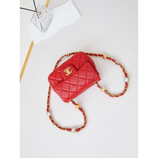 Migliore Repliche Borsa Mini Flap AS4946 rossa Economiche Outlet Online