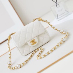 Miglior Falso Borsa Mini Flap AS4946 bianca Economiche Premium