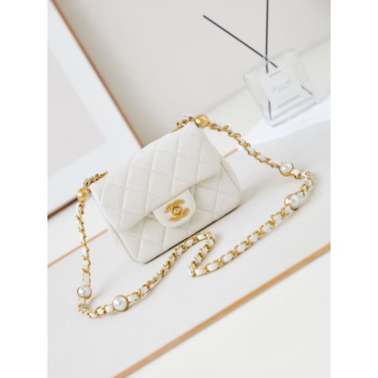 Miglior Falso Borsa Mini Flap AS4946 bianca Economiche Premium