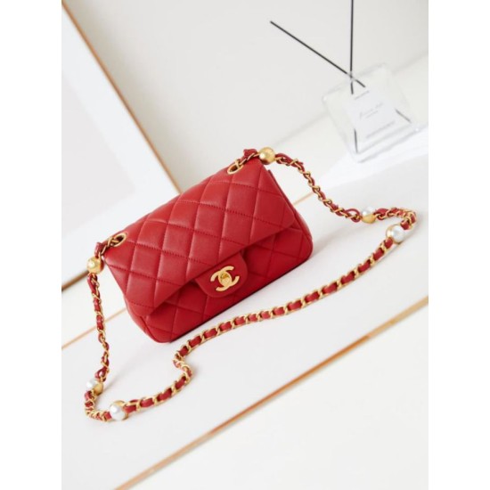 Replica perfetta Borsa Mini Flap AS4947 rossa Imitazione Outlet Online