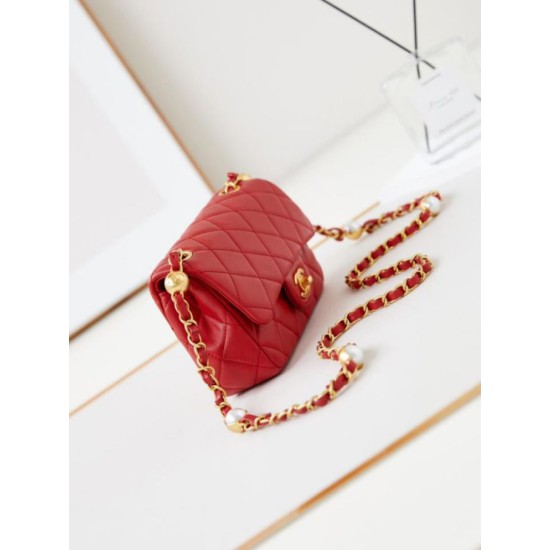 Replica perfetta Borsa Mini Flap AS4947 rossa Imitazione Outlet Online