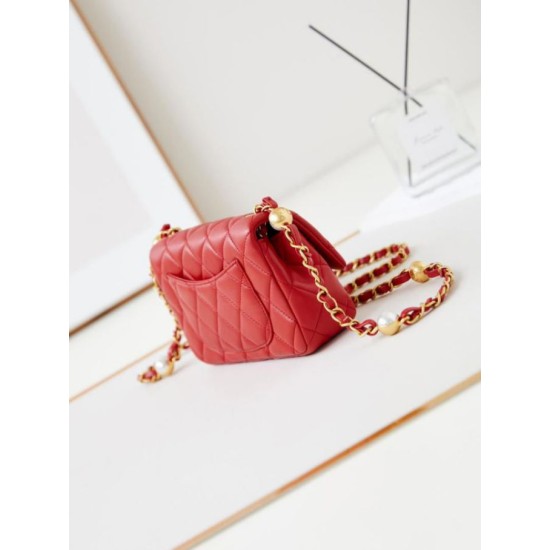 Replica perfetta Borsa Mini Flap AS4947 rossa Imitazione Outlet Online