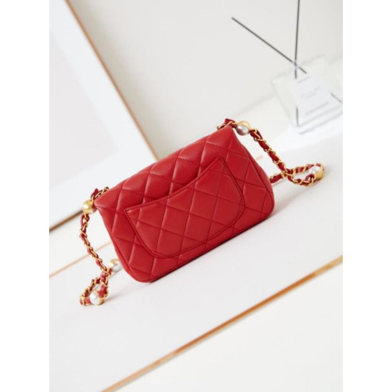 Replica perfetta Borsa Mini Flap AS4947 rossa Imitazione Outlet Online