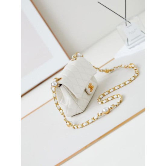 Miglior Falso Borsa Mini Flap AS4947 bianca Economiche Premium