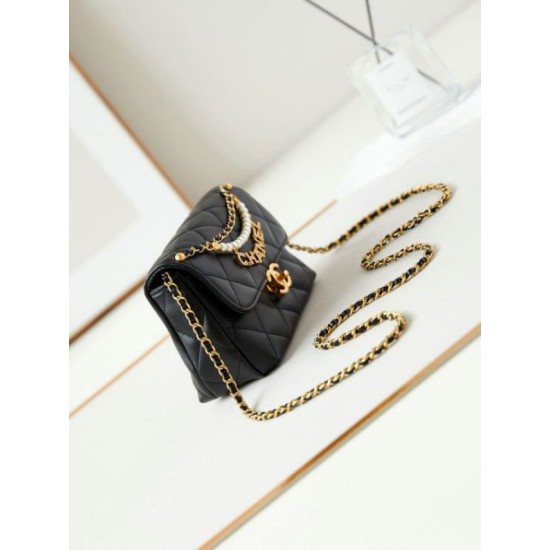 Replica perfetta Borsa mini con patta nera AS4986 Imitazione Outlet Online