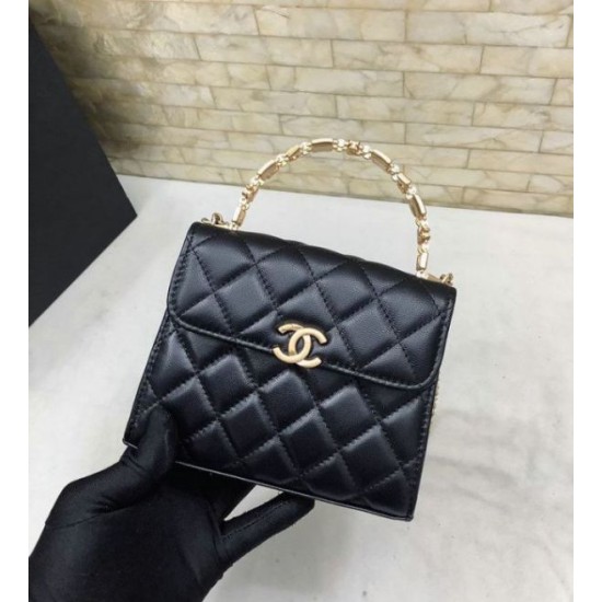 Miglior Falso Mini pochette con manico con catena nera AP2945 Economiche Premium