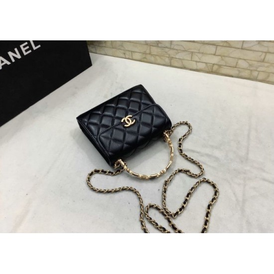 Miglior Falso Mini pochette con manico con catena nera AP2945 Economiche Premium