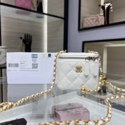 Migliore Repliche Borsa Mini Vanity Case AP1147 bianca Economiche Outlet Online