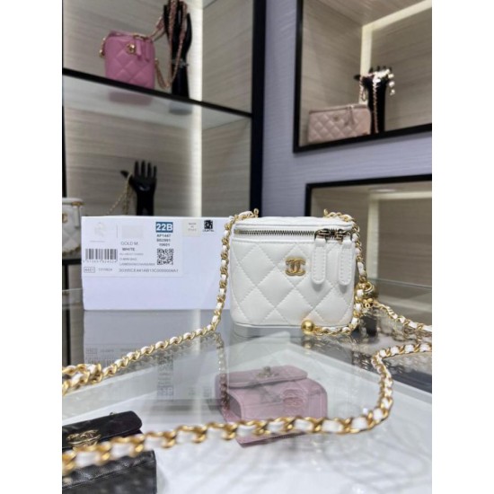 Migliore Repliche Borsa Mini Vanity Case AP1147 bianca Economiche Outlet Online