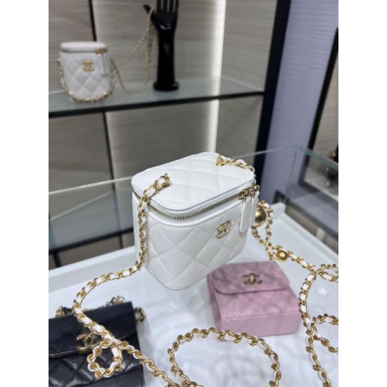 Migliore Repliche Borsa Mini Vanity Case AP1147 bianca Economiche Outlet Online