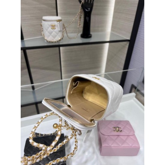 Migliore Repliche Borsa Mini Vanity Case AP1147 bianca Economiche Outlet Online