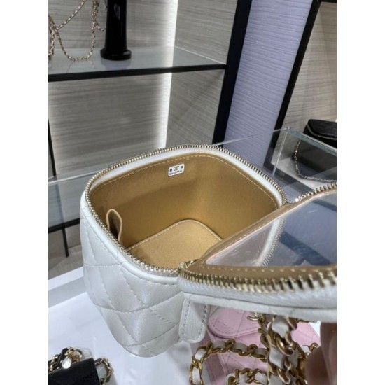Migliore Repliche Borsa Mini Vanity Case AP1147 bianca Economiche Outlet Online