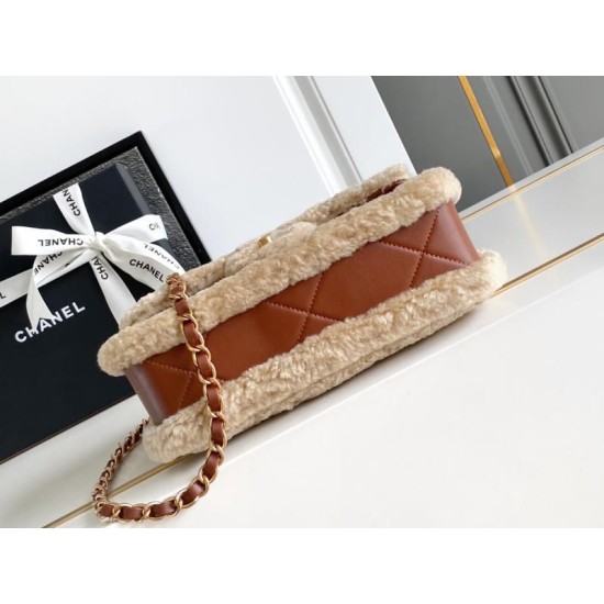 Replica perfetta Borsa con patta in pelle di agnello shearling AS5149 Beige Imitazione Outlet Online
