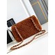 Replica perfetta Borsa con patta in pelle di agnello shearling AS5149 Marrone Imitazione Outlet Online
